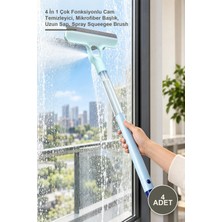 Yenilig 4 Adet Çek Çekli Spreyli Camsil ve Fırça Aparatı – 4 In 1 Çok Fonksiyonlu Cam Temizleyici, Mikrofiber Başlık, Uzun Sap, Spray Squeegee Brush