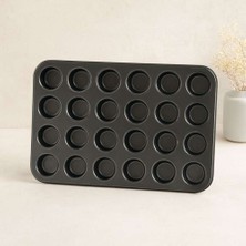 Birsence 24 Gözlü Metal Muffin Kek Kalıbı Siyah
