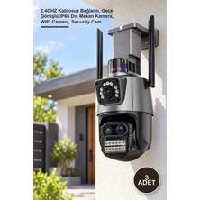 Yenilig 3 Adet 3 Lens Wi‑fi Güvenlik Kamerası – 2.4ghz Kablosuz Bağlantı, Gece Görüşlü IP66 Dış Mekan Kamera, Wıfı Camera, Security Cam