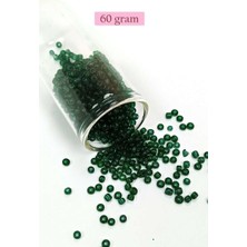 Birsence Dökme Cam Kum Boncuk (8/0) 3 mm - 60 Gram - Şeffaf Koyu Yeşil - BNC196