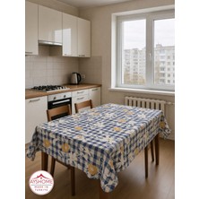 Ayspar Masa Örtüsü 150X170 cm Mavi Kareli Çiçekli