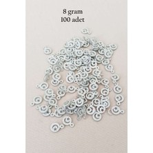 Birsence Oya Abiye Bileklik Kolye Pleksi Metalik Plastik Pul Gümüş Renk 8 Gram 100 Adet - BNC516