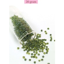 Birsence Dökme Cam Kum Boncuk (8/0) 3 mm - 20 Gram - Şeffaf Alacalı Yeşil - BNC171