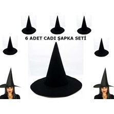 Birsence Siyah Cadı Şapkası Keçe Yetişkin Boy 6 Adet