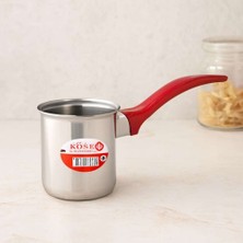 Birsence Çelik Cezve No.5 Kırmızı Kulplu