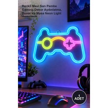 Yenilig 1 Adet Oyun Konsolu Tasarımlı Neon LED – Renkli Mavi Sarı Pembe Gaming Dekor Aydınlatma, Duvar ve Masa Neon Light