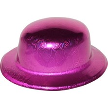 Birsence Pembe Renk Hologramlı Plastik Yuvarlak Melon 27X24 cm