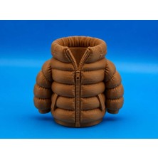 Birsence 3D Baskı Şişme Mont Kalemlik - Masaüstü Organizer-Kahverengi