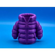 Birsence 3D Baskı Şişme Mont Kalemlik - Masaüstü Organizer-Mor