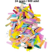 Birsence Pastel Renkler 15 x 5 mm Dantel Oya Yazma Halhal Abiye Lazer Kesim Pul 600 Adet / 24 Gram