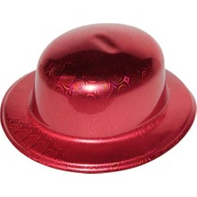 Birsence Kırmızı Renk Hologramlı Plastik Yuvarlak Melon 27X24 cm