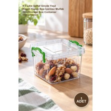 Yenilig 1 Adet Tiny Box Kare Saklama Kutusu – 0.3 Litre Şeffaf Gövde Yeşil Klipsli Kapak Bpa Içermez Mutfak Ofis Storage Box Container