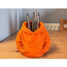 Birsence 3D Baskı Kapüşonlu Sweatshirt Kalemlik - Masaüstü Organizer-Turuncu
