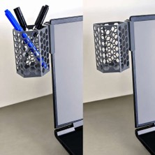 Birsence 3D Baskı Monitor Kalemlik - Petek Desenli Laptop Kenar Altıgen Kalemlik-Gri