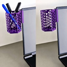 Birsence 3D Baskı Monitor Kalemlik - Petek Desenli Laptop Kenar Altıgen Kalemlik-Mor