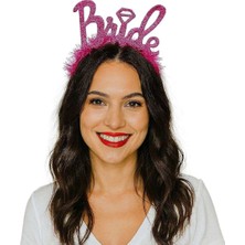 Birsence Fuşya Renk Bekarlığa Veda Italik Yazı Alyanslı Bride Taç