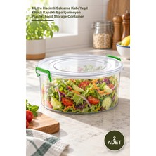 Yenilig 2 Adet Yuvarlak Saklama Kutusu – 4 Litre Hacimli Saklama Kabı Yeşil Klipsli Kapaklı Bpa Içermeyen Plastik, Food Storage Container