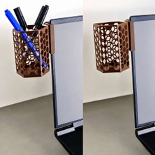 Birsence 3D Baskı Monitor Kalemlik - Petek Desenli Laptop Kenar Altıgen Kalemlik-Kahverengi