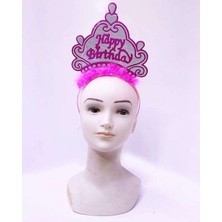 Birsence Happy Birthday Neon Pembe Renk Doğum Günü Tacı 24X15 cm