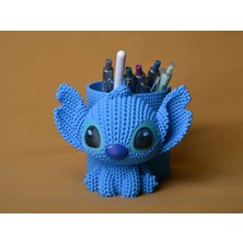 Birsence 3D Baskı Knitted Kalemlik - Sevimli Karakterli Masaüstü Kalem Organizeri-Mavi