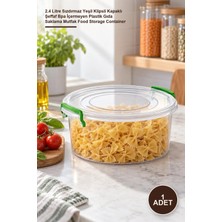 Yenilig 1 Adet Yuvarlak Saklama Kutusu – 2.4 Litre Sızdırmaz Yeşil Klipsli Kapaklı Şeffaf Bpa Içermeyen Plastik Gıda Saklama Mutfak Food Storage Container
