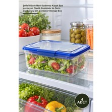 Yenilig 4 Adet Köşeli Saklama Kabı Seti – Şeffaf Gövde Mavi Sızdırmaz Kapak Bpa Içermeyen Plastik Buzdolabı ve Derin Dondurucu Için Container Storage Box
