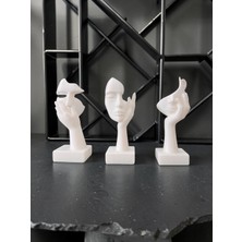Todekora Abstract Yüz Heykel Seti 3'lü Beyaz Minimal Dekor