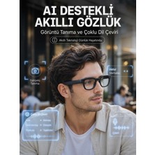 Birsence Siyah 3 Lensli Akıllı Kamera Gözlüğü 8 Mp Fotoğraf Video Çekim Aı Görüntü Tanıma Bluetooth Dokunmatik Kontrollü