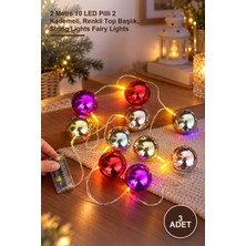 Yenilig 3 Adet Parlak Top LED Dekor Işığı – 2 Metre 10 LED Pilli 2 Kademeli, Renkli Top Başlık, String Lights Fairy Lights