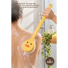 Yenilig 3 Adet Vücut Kese Fırçası – Ördek Tasarımlı Yumuşak Uçlu Doğal Kıllı, Uzun Saplı Duş ve Kuru Kullanım Body Brush Back Brush