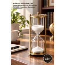 Yenilig 2 Adet Dekoratif Cam Kum Saati – Masaüstü Dekor Şeffaf Cam Hazne Metal Çerçeve Beyaz Kum 7X16 cm Hourglass Sandglass
