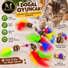 Maren Trade Doğal Çam Kozalı Kedi Oyuncağı – Renkli Tüylü Eğlenceli Oyuncak