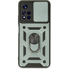 Bezos Xiaomi Redmi Note 11T Uyumlu Kılıf Pars Lens Yüzüklü Silikon - Yeşil