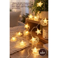 Yenilig 1 Adet Ay Yıldız Pilli LED Işık – 3 Metre 20 LED 2 Kademeli Dekoratif Işık Zinciri Masaüstü Vitrin Night Light Fairy Lights
