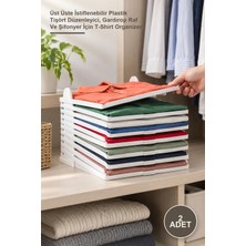 Yenilig 2 Adet T-Shirt Düzenleyici Aparat – Üst Üste Istiflenebilir Plastik Tişört Düzenleyici, Gardırop Raf ve Şifonyer Için T-Shirt Organizer