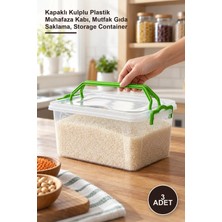 Yenilig 3 Adet 5 Litre Saklama Kabı – Kapaklı Kulplu Plastik Muhafaza Kabı, Mutfak Gıda Saklama, Storage Container