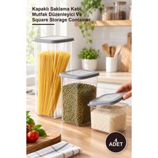 Yenilig 4 Adet Kare Erzak Seti – Kapaklı Saklama Kabı, Mutfak Düzenleyici ve Square Storage Container