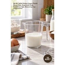 Yenilig 10 Adet 0,5 Litre Ölçü Kabı – 500 ml Şeffaf Gıdaya Uygun Plastik Ölçüm Kabı, Ergonomik Kulp, Damlatmaz Ağız, Measuring Cup