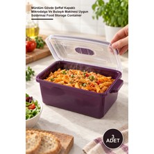Yenilig 3 Adet Dikdörtgen Mikrodalga Saklama Kabı Seti – Mürdüm Gövde Şeffaf Kapaklı Mikrodalga ve Bulaşık Makinesi Uygun Sızdırmaz Food Storage Container