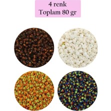 Birsence Dökme Cam Kum Boncuk (11/0) 2 mm - 4 Renk - Toplam 80 Gram - BNC406