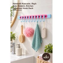 Yenilig 2 Adet 10 Kancalı Raylı Mutfak ve Banyo Düzenleyici Askı – Hareketli Kancalar, Raylı Askı Sistemi, Kitchen Organizer Hook Rack