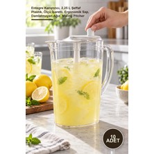 Yenilig 10 Adet Karıştırıcılı Sürahi – Entegre Karıştırıcı, 2,25 L Şeffaf Plastik, Ölçü Işaretli, Ergonomik Sap, Damlatmayan Ağız, Mixing Pitcher
