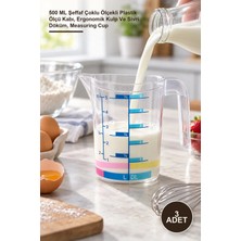 Yenilig 3 Adet 0,5 Litre Multi Ölçü Kabı – 500 ml Şeffaf Çoklu Ölçekli Plastik Ölçü Kabı, Ergonomik Kulp ve Sivri Döküm, Measuring Cup