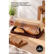 Yenilig 3 Adet Dikdörtgen Ekmek Saklama Kutusu – Şeffaf Sürgülü Kapaklı Ergonomik Tasarım, Gıdaya Uygun Plastik, Kahverengi-Krem, Ekmeklik Bread Box