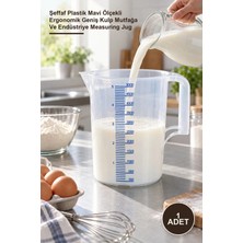 Yenilig 1 Adet 5 Litre Ölçü Kabı – Şeffaf Plastik Mavi Ölçekli Ergonomik Geniş Kulp Mutfağa ve Endüstriye Measuring Jug