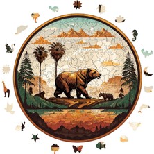 Ahşap Puzzle Yetişkin - Koca Ayı - 252 Parça, 29 x 29 cm - Yapıştırıcı Folyo Dahil - Benzersiz Şekilli Parçalar & Özel Figürler - A1-01