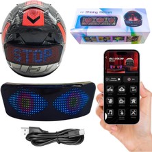 Kask Arkası LED Panel Bluetooth Uygulamalı Programlanabilir Ekran, Motosiklet Bisiklet Kayak Kask LED Mesaj ve Güvenlik Paneli