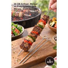 Yenilig 5 Adet Paslanmaz Çelik Şiş Seti – 20 cm Airfryer, Mangal ve Fırın Uyumlu; Grill Skewer, Elektrikli Izgara