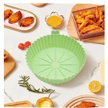 Tinky Winky Airfryer Silikon Pişirme Kabı Hava Fritözü Kalıbı Airfrey Airfray Airfrayer Pişirme Kağıdı 21 cm Yeşil