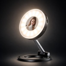 Manyetik Mini LED Dolgu Işığı, 2500K-9000K Sıcak Soğuk IŞIK,%0-100 Parlaklık, 24 Led, Crı ≥95, Ortası Aynalı, 360° Açılı, 400 Mah Batarya, 6W, Usb-C,